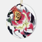 タトゥー日本のスタイル燃える蓮の花 セラミックオーナメント (左)
