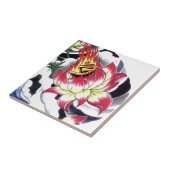 タトゥー日本のスタイル燃える蓮の花 タイル (側面)