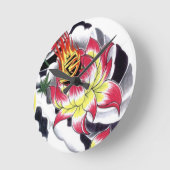 タトゥー日本のスタイル燃える蓮の花 ラウンド壁時計 (傾斜)