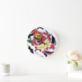 タトゥー日本のスタイル燃える蓮の花 ラウンド壁時計 (ホーム)