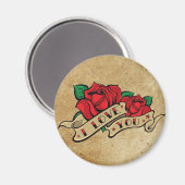 タトゥー私はあなたを愛するバラ磁石 マグネット (正面/裏面)