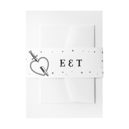 タトゥー結婚のハート包丁の刃物 招待状ベリーバンド (正面例)