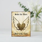 タトゥー翼ハート日付はがきを保存 案内ポストカード (スタンド正面)