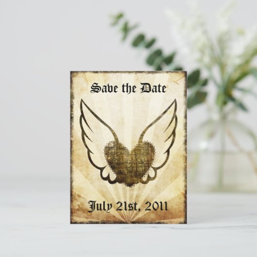 タトゥー翼ハート日付はがきを保存 案内ポストカード (スタンド正面)