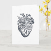 タトゥー解剖学的ハートカード カード (黄色い花)