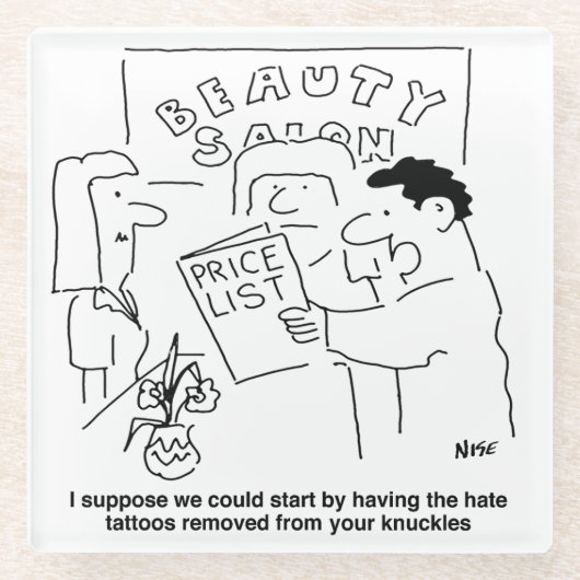 タトゥー除去at美しいサロンテーマ。おもしろい ガラスコースター (正面)