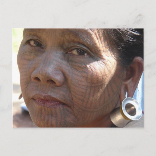 タトゥー顔 ポストカード (正面)