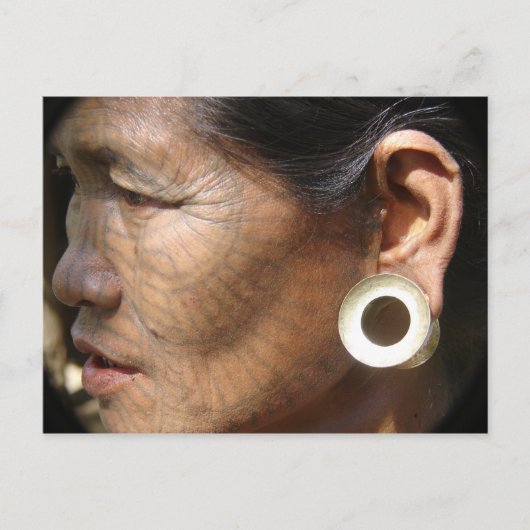 タトゥー顔 ポストカード (正面)