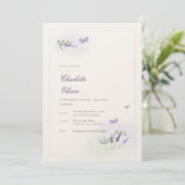 タトゥー風ラベンダーと蝶のベビーシャワー招待状 (スタンド正面)