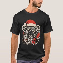 タトゥー風 トライバルコアラのクリスマス Tシャツ