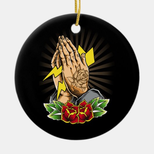 タトゥー・タトゥーが部族のシンボル祈アーティストの光 セラミックオーナメント (正面)