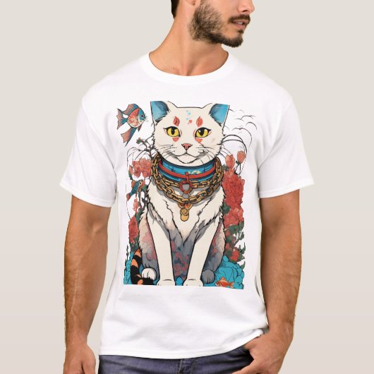 タトゥー、ネコデザイン Tシャツ (正面)
