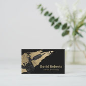 タトゥー&ピアスタトゥーガン&金ゴールドブラシストローク 名刺 (スタンド正面)