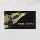 タトゥー&ピアスタトゥーガン&金ゴールドブラシストローク 名刺 (正面)