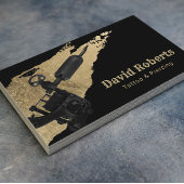 タトゥー&ピアスタトゥーガン&金ゴールドブラシストローク 名刺