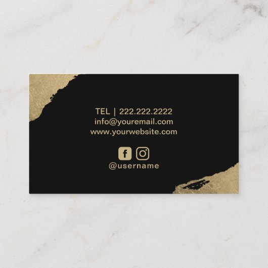 タトゥー&ピアスブラッククロウ金ゴールドブラシストローク 名刺 (裏面)