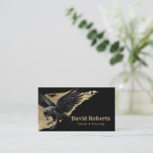 タトゥー&ピアスブラッククロウ金ゴールドブラシストローク 名刺 (スタンド正面)