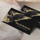 タトゥー&ピアスブラッククロウ金ゴールドブラシストローク 名刺