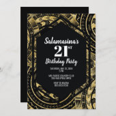 タトゥー ブラック & グリッター ダイヤモンド インビテーション (正面/裏面)