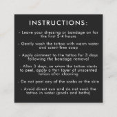 タトゥー プロフェッショナル アーティスト アフターケア 説明書 スクエア名刺 (裏面)