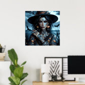 タトオかわいらしハロウィーンのゴシック様式の魔女 ポスター (ホームオフィス)