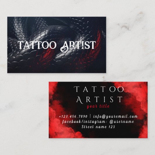 タトオシンプルス黒白エレガント 名刺 (正面/裏面)