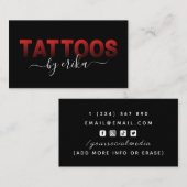 タトオスタトゥーアーティストレッドタイポグラフィソーシャルメディア 名刺 (正面/裏面)