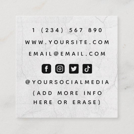 タトオスタトゥーマスタースカルゴシック様式ソーシャルメディア スクエア名刺 (裏面)