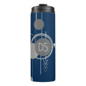 タトオスラインアート | 抽象芸術ネイビーブルーグレイカスタム タンブラー (正面)