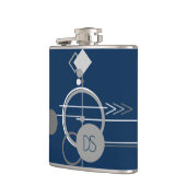 タトオスラインアート | 抽象芸術ネイビーブルーグレイカスタム フラスク (左)