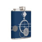 タトオスラインアート | 抽象芸術ネイビーブルーグレイカスタム フラスク (右)