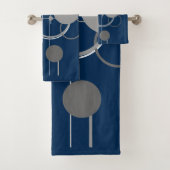 タトオスラインアート | 抽象芸術ネイビーブルーダークグレー バスタオルセット (インサイチュ)