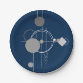 タトオスラインアート | 抽象芸術ネイビーブルーダークグレー ペーパープレート (正面)