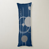 タトオスラインアート | 抽象芸術ネイビーブルーダークグレー ボディピロー (裏面 (縦))