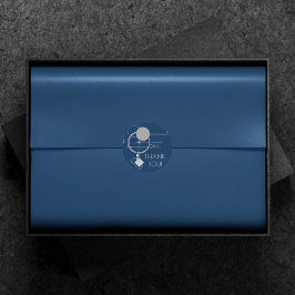 タトオスラインアート | 抽象芸術ネイビーブルーダークグレー ラウンドシール