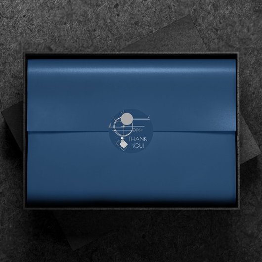 タトオスラインアート | 抽象芸術ネイビーブルーダークグレー ラウンドシール