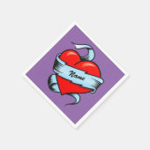 タトパーソナライズされたーハート スタンダードカクテルナプキン (角)