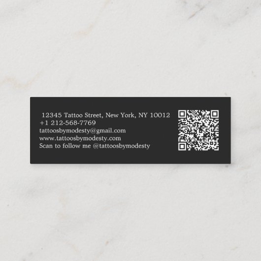 タト伝統的ゥー花 スキニー名刺 (裏面)