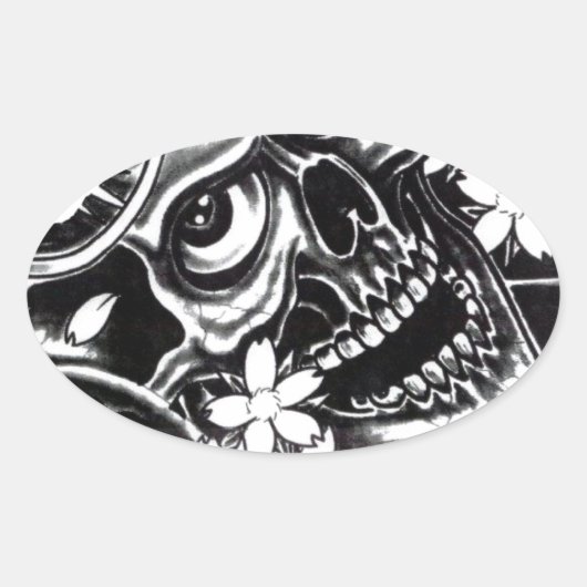 タト日本のースカル 楕円形シール (正面)