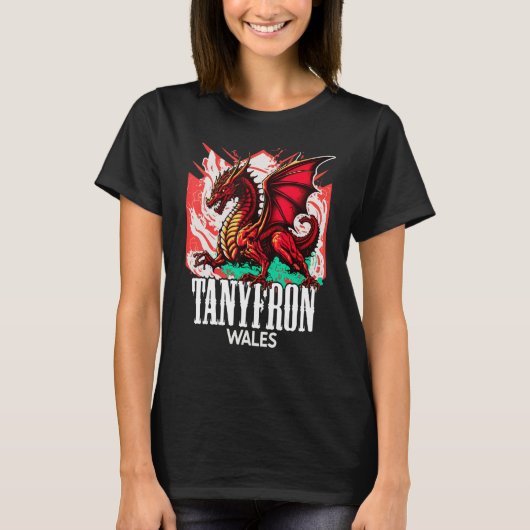 タニフロンウェールズ国旗Yドレイグゴッドラゴン Tシャツ (正面)