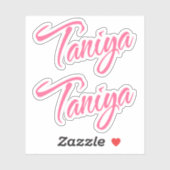 タニヤの名前(ピンク色の筆記体x2) シール (シート)