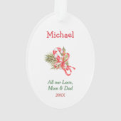 タヌキおもしろいの文字列ライトキッズクリスマス オーナメント (裏面)