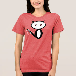 タヌキお洒落の猫(タヌキ)ベクトルグラフィックティー トライブレンドTシャツ