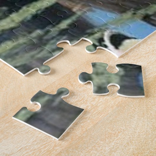 タヌキが鴨の池に野生の自然を侵入 ジグソーパズル (側面)