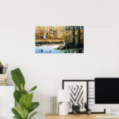 タヌキが鴨池に侵入する ポスター (ホームオフィス)