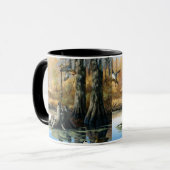 タヌキが鴨池に侵入する マグカップ (正面左)