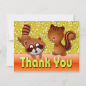 タヌキとリスありがとうノートカード 招待状 (正面)