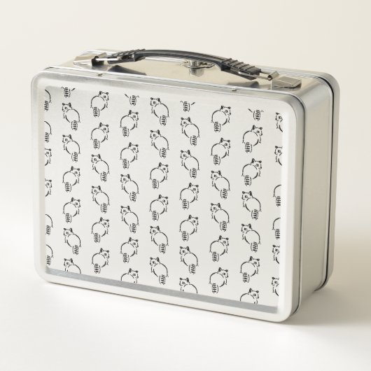 タヌキのかわいい模様カスタムの背景色 メタルランチボックス (裏面)