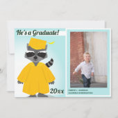 タヌキの黄青の卒業写真発表 招待状 (正面)