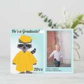 タヌキの黄青の卒業写真発表 招待状 (スタンド正面)